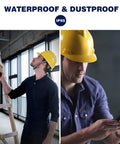 Worker using 3 In 1 Laser Measure With Built In Wheel For Curved Surfaces And Arc Length Pythagorean Point To Point Area.
