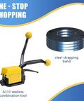 Heavy Duty Manual Steel Strapping Tool Adjustable Hand Tensioner Crimper And Cutter For 3/4 Inch Steel Banding Machine with strapping band.