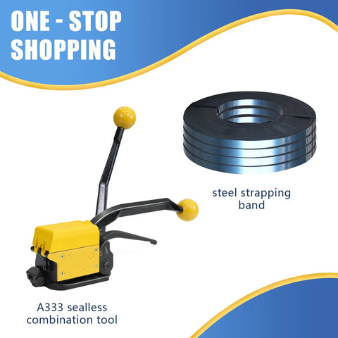 Heavy Duty Manual Steel Strapping Tool Adjustable Hand Tensioner Crimper And Cutter For 3/4 Inch Steel Banding Machine with strapping band.