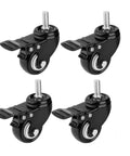 Heavy Duty Swivel Casters With Brakes Four Pack 360 Degree Rotation Independent Brake Lock Supports M8 M10 M12