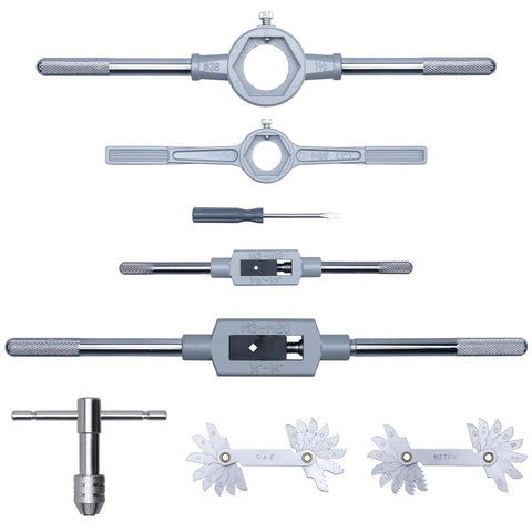 Components of All In One Pro Grade Master Tap And Die Set With Premium Titanium Coating For SAE And Metric Threads From M3 To M16