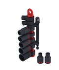 8 Piece 3/8 Inch Drive SAE Impact Socket Set With Heavy Duty Heat Treated Steel showing socket sizes and adapter