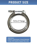 3 Inch V Band Flange And Clamp Kit Stainless Steel For Turbo Exhaust Downpipes Universal Fit Great For Racers And Tuners, Product Size