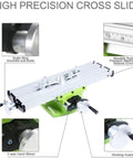 Boofaa Compact Multifunction Drill Press Platform For Milling Machines featuring a high precision cross slide, green finish, and accurate rulers.
