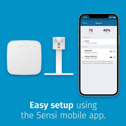 Room Sensor For Smart Thermostat With Touch 2 Compatibility, temperature and humidity display on phone with setup app