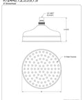 Diagram of Victorian Rain Shower Head In Brushed Brass; 8-inch diameter, 3-inch height, 91 water channels, 1/2-14 NPT connection.