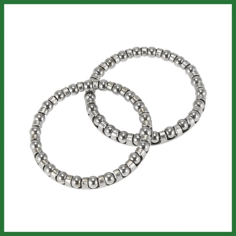 4 Pack Bicycle Ball Bearing Cages With 22 Balls Each, 40mm Outer Diameter And 33.5mm Inner Diameter, steel construction front view