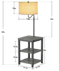 Dope Industrial Floor Lamp With Side Table And USB Port End Table Lamp With Power Outlet Modern Bedside Nightstand Light For Living Room Or Bedroom Edison LED Bulb Gray