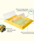 Top Bee Feeder For 10 Frame Hives With Dry And Wet Separation showing 2.4L carbohydrate and 1.3L pollen areas, yellow plastic