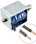 DC 12V 60N Push Pull Linear Solenoid Electromagnet With Open Frame Design 10mm Stroke Low Power Consumption Rapid Return Minimal Heat Ideal For DIYers, Prototyping, And Small Automation Tasks, open-frame metal body with wires