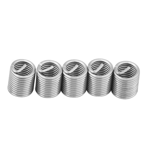 Close-up of wire insert sleeves from 60 Piece Stainless Steel Thread Repair Kit with M3 to M12 for durable repairs.