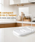 Say Goodbye To Soggy Counters With This Foldable Pot Lid Holder And Spoon Rest Durable Slow Cooker Stand Non Slip Design on kitchen countertop.