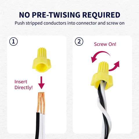 Yellow Winged Wire Connectors 500 Piece Set For AWG 18 To 10 Twist On Wire Nuts With Fast Tool Free Installation guide