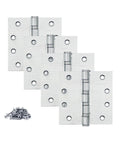 Stainless Steel 4 Inch Door Hinges Set, Heavy Duty Ball Bearing Exterior And Interior Hinges, 4 Pack, brushed finish, screws included.
