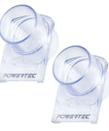 Top Shelf Workshop Gear 2 1/2 Inch Blast Gate Dust Collection Fitting Featuring Anti Clog Tapered Abs Plastic Build For Shop Vac Pipe And Smooth Suction Hose Two Pack - two clear blast gates in close-up view.