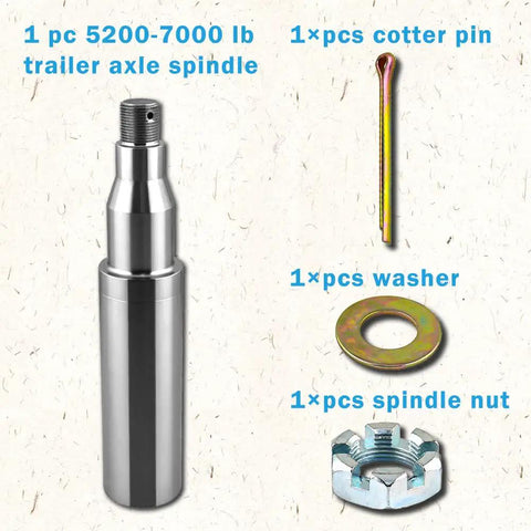 Trailer Spindle Round 42 EZ Lube Spindle for 5200-7000 lb Trailer Axles with cotter pin, washer, and nut