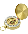 Waterproof Brass Compass For Hiking And Survival With Large Dial And Glow In The Dark Markings, Pocket Keychain Loop, open on white background
