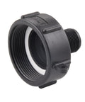 Durable 250 Gallon IBC Tote Water Hose Adapter With 2 Inch Fine Thread To Three Quarter Inch Male Garden Hose Fittings IBC Drain Adapter For Easy Water Transfer And Garden Setup, black plastic with gasket