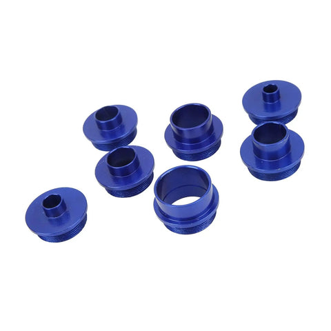 Badass 10 Piece Router Template Guide Bushing Set Crafted From Durable Aluminum Alloy featuring blue guide rings for precision routing.