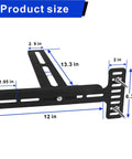Heavy Duty Universal Headboard Bracket Kit for Adjustable Beds Featuring Hella Flexible Height Adjustment Easy Hookup and Bulletproof Mounting for Twin Queen King Platform Frame Beds with dimensions.