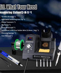Dual Digital Display Soldering Station Kit With 90W Iron 302F To 842F Temperature Range Fahrenheit And Celsius Readouts, tools shown