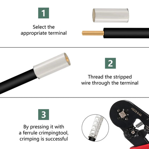 Step by step guide using Pro Grade 305 Piece Wire Ferrule Kit With Copper Silver Plated Crimp Terminals Non Insulated Electrical Cable Sleeves