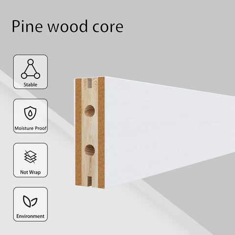Pine wood core detail of 36 Inch By 84 Inch 5 Panel Glass Barn Door With Six Point Six Feet Brushed Nickel Sliding Hardware And Handle Frosted Glass Solid Wood Core With Waterproof PVC Surface Pre Drilled For Easy Assembly White.
