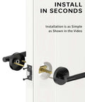 Installation of One Pack Keyless Passage Door Handle Lever, heavy-duty black, for bedroom or bathroom, on left or right-sided doors