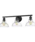 Three Light Bath Vanity Fixture In Black With Dope Industrial Vibe, Damp Location Rated For Bathrooms, Sleek Modern Look