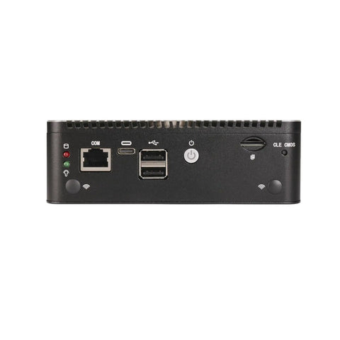 Top Shelf Micro Firewall Appliance Mini PC With Pentium Gold 6405U Processor And Four 2.5Gbe Lan Ports back view showing ports and buttons