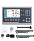 Heavy Duty Digital Caliper Set With Oversized LCD Screen And Precision Optical Encoder Linear Scale For Lathe Work Built Like A Boss With Die Cast Housing, displaying measurement readouts and components.