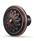 Oil Rubbed Bronze Round Cabinet Knobs 1.4 Inch Set Of 10 Rustic Floral Zinc Alloy Handles For Cabinets And Drawers Durable Easy Install Upgrade Your Kitchen Decor, floral design close-up