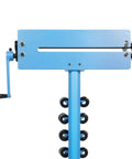 Front view of Sheet Metal Bead Roller Machine 1.2mm Manual Bead Rolling Tool With 6 Die Set, featuring crank and durable steel construction.