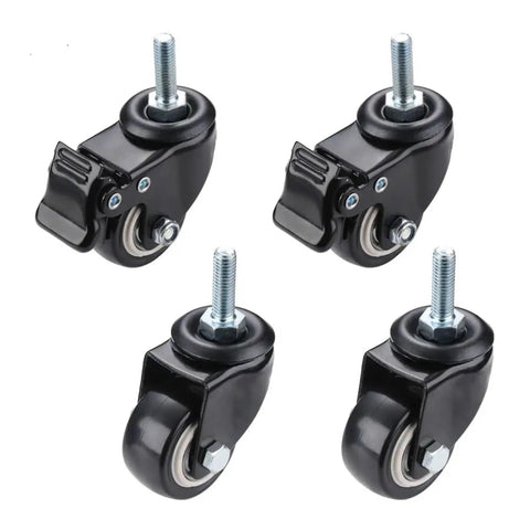 Set of Heavy Duty Furniture Casters 200 Kg Capacity, 1.5 Inch Wheel, 40 mm Stem, 360 Degree Swivel Caster with Rubber Protection