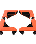Heavy Duty Furniture Dolly Set Of 4 With Wheels And Floor Safe Rubber Pads, 1,380 Lb Load Capacity, orange platform view