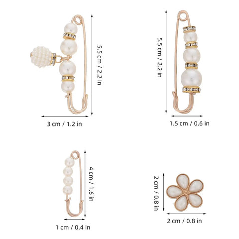 Ditch Tailor Bills And Snag These Pearl Pin Style Waist Tightening Clips For Jeans Dresses And Sweaters with gold accents and pearl details.