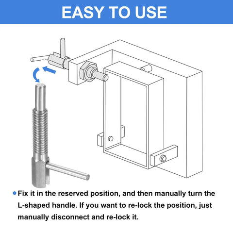 Heavy Duty Retractable Indexing Plunger Pin M8 Threaded Stainless Steel Spring Loaded Latch in use on machinery setup.