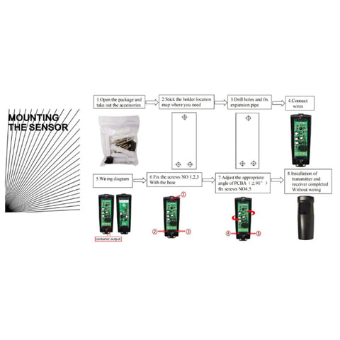 Driveway Alarm System Kit With Durable ABS Shell, Wall Mounted Photoelectric Beam Sensor installation guide