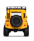 Premium Quality Heavy Duty Metal Roof Rack And Luggage Tray Kit For Twelfth Scale RC Whips With Integrated Cab Light Upgrade Dope Ride Mod Smooth Grip Add On Compatible Mn D90 D99s on yellow RC vehicle rear view