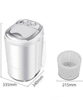Portable Mini Washing Machine Single Tub Two Kg Capacity Perfect For College Dorms And Small Apartments Featuring Easy Timer Setup For Smooth No Sweat Laundry Days On The Go with dimensions.
