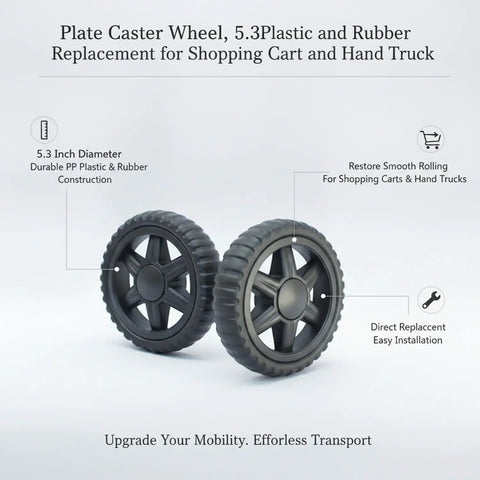 Plate Caster Wheel Replacement 5.3 Inch For Shopping Carts And Hand Trucks PP Plastic And Rubber Wheel