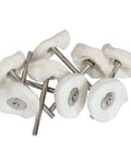 FPPO 1-inch polishing buffing wheels set; white wool felt discs on metal 3mm shanks for rotary tools (50 pcs)