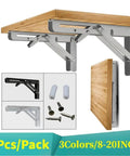 Heavy Duty Stainless Steel Folding Shelf Brackets Collapsible Wall Mount L Table Hinges, 10 Inch, silver, space-saving design