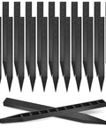 24 Piece 12 Inch Heavy Duty Landscape Lawn Garden Border Stakes Set Black Plastic Stakes For Easy Install DIY Friendly Yard Edging