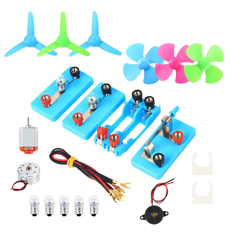 Electric Motor Circuit Board Kit for Kids and DIY STEM Projects, Complete Science Experiment Set with motors, bulbs, and propellers