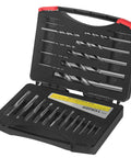Drill And Tap Set Kit Metric HSS Taps M2 To M16 With Matching Jobber Length Drill Bits 24 Pcs in open protective case