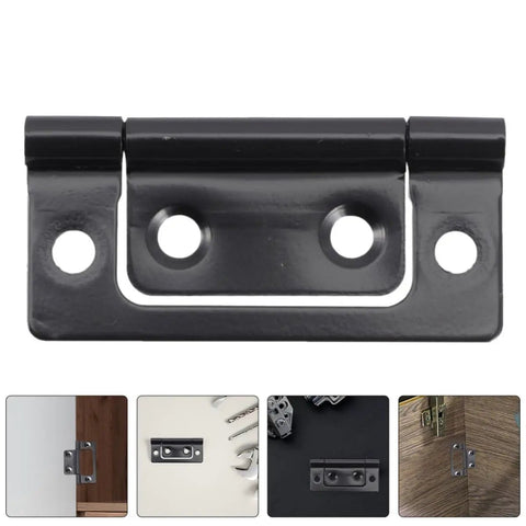 12 Pack Black Iron Door Hinges Heavy Duty Butt Hinges For Cabinets And Furniture detail view, vintage retro style, smooth finish