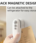 2 In 1 USB Rechargeable Heat Sealer With Cutter For Plastic Bags Grab And Go Handheld Magnetic Portable Resealer Machine on fridge