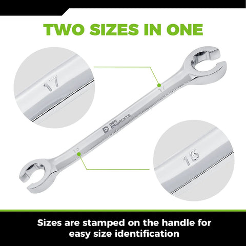 Der Erwachte flare nut wrench, double-ended 15/17 mm, chrome-vanadium steel, offset ends