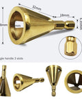 3Pcs Chamfering Tool Set For Outer Edge Deburring And Trimming Compatible With Electric Drill Chuck Quick Angle Grinding File For Wood Metal Smooth Finish Handy Work showing chamfering file dimensions and design.